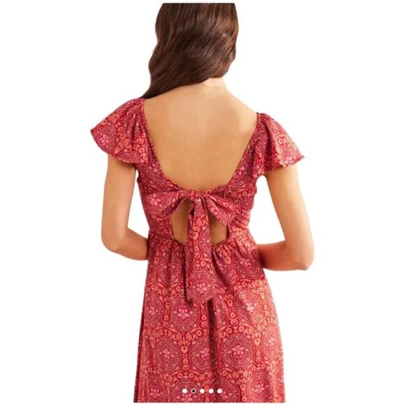 Boden Jersey Tie Back Flutter Sleeve Maxi Dress, Size 8 - Picture 2 of 9